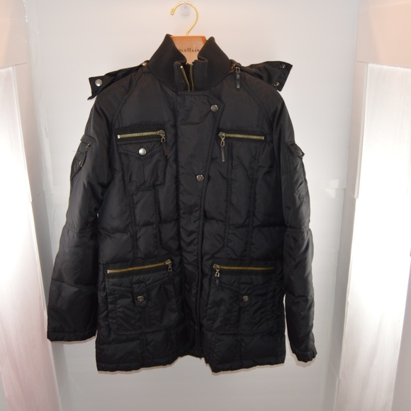 Cole Haan Puffer Coat w/ Coyote Fur Trimmed Hood - Picture 2 of 8